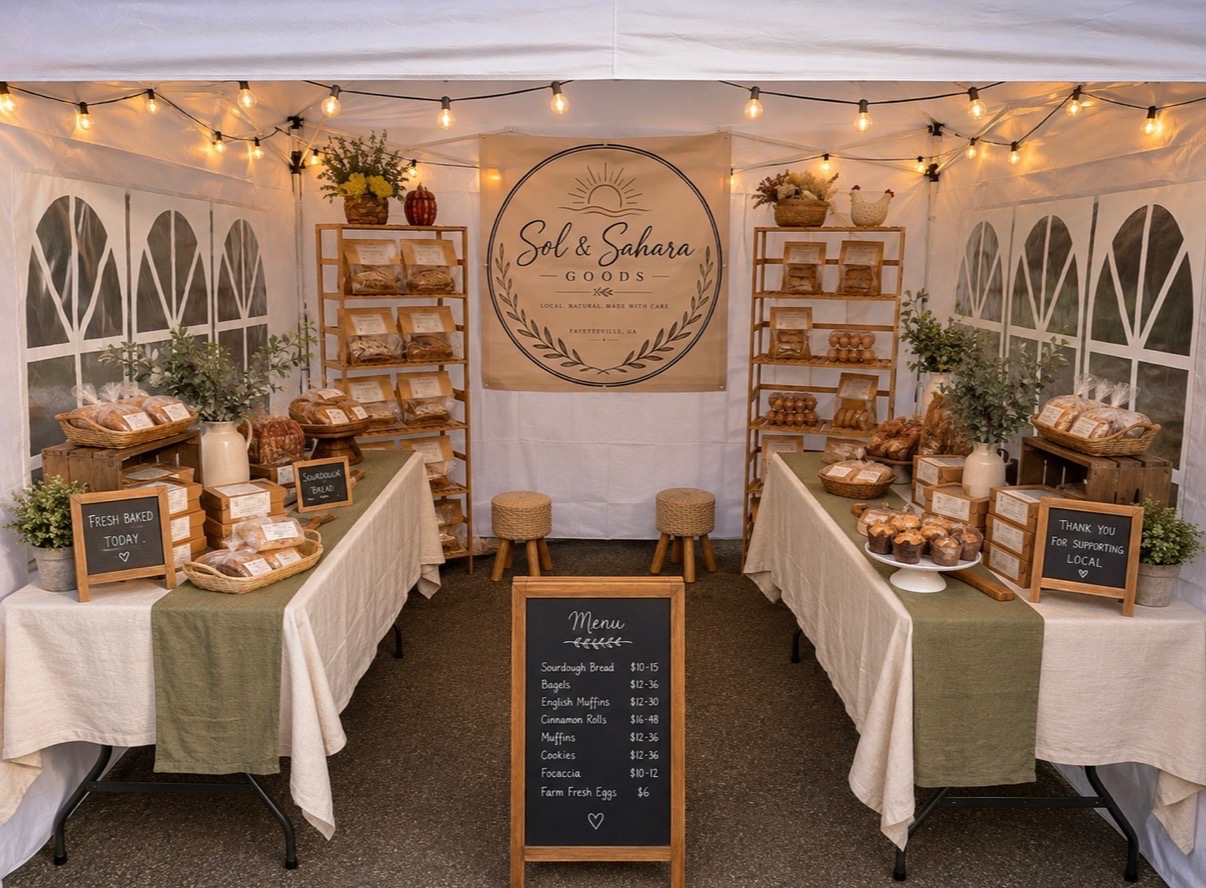 Sol & Sahara Goods farm stand at a local market